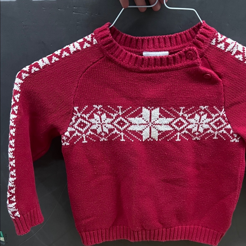 Hanna andersson red knit snowflake Christmas sweater